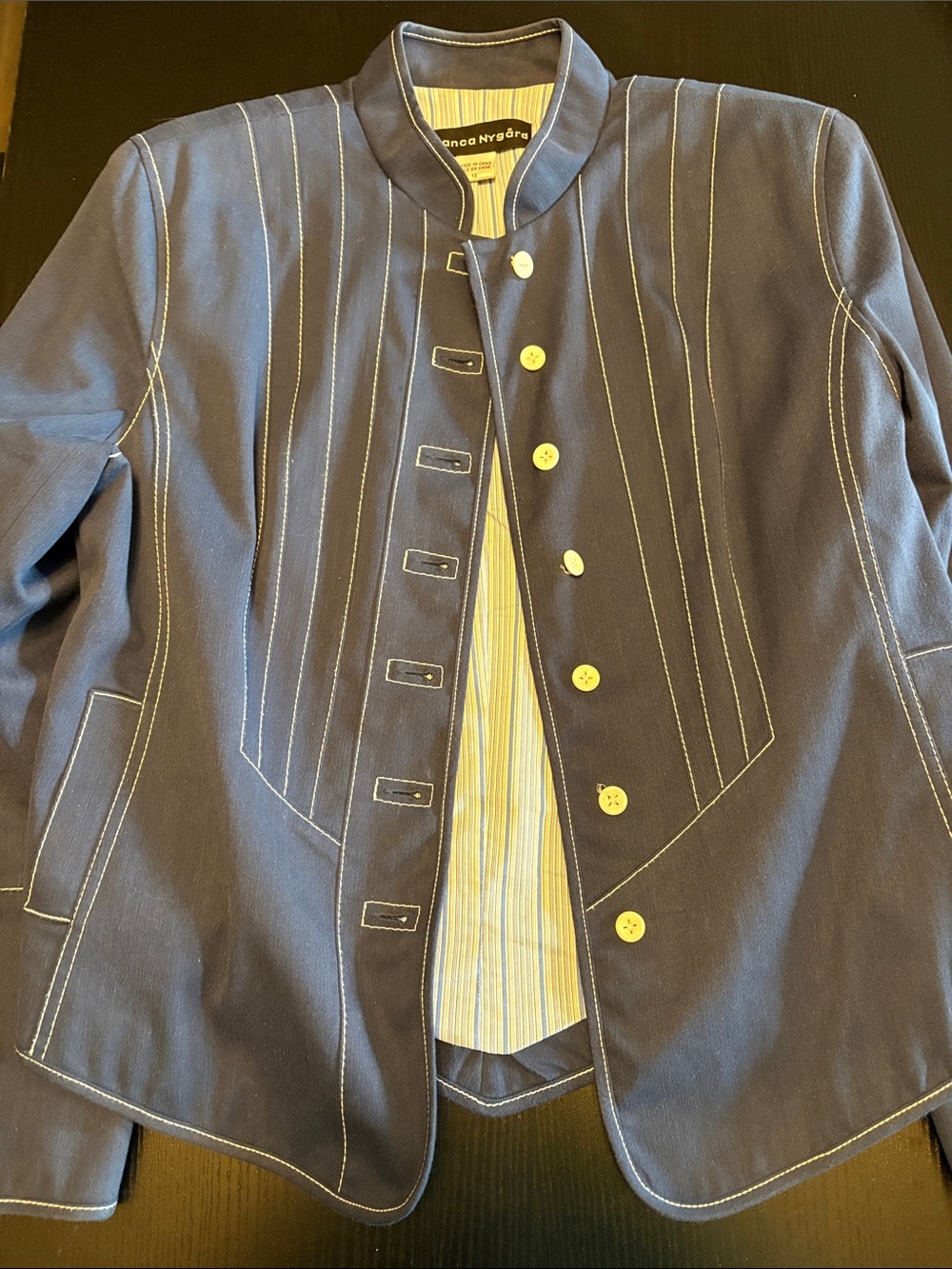 Bianca Nygard Classic Navy Stand-Collar Jacket - Picture 6 of 8